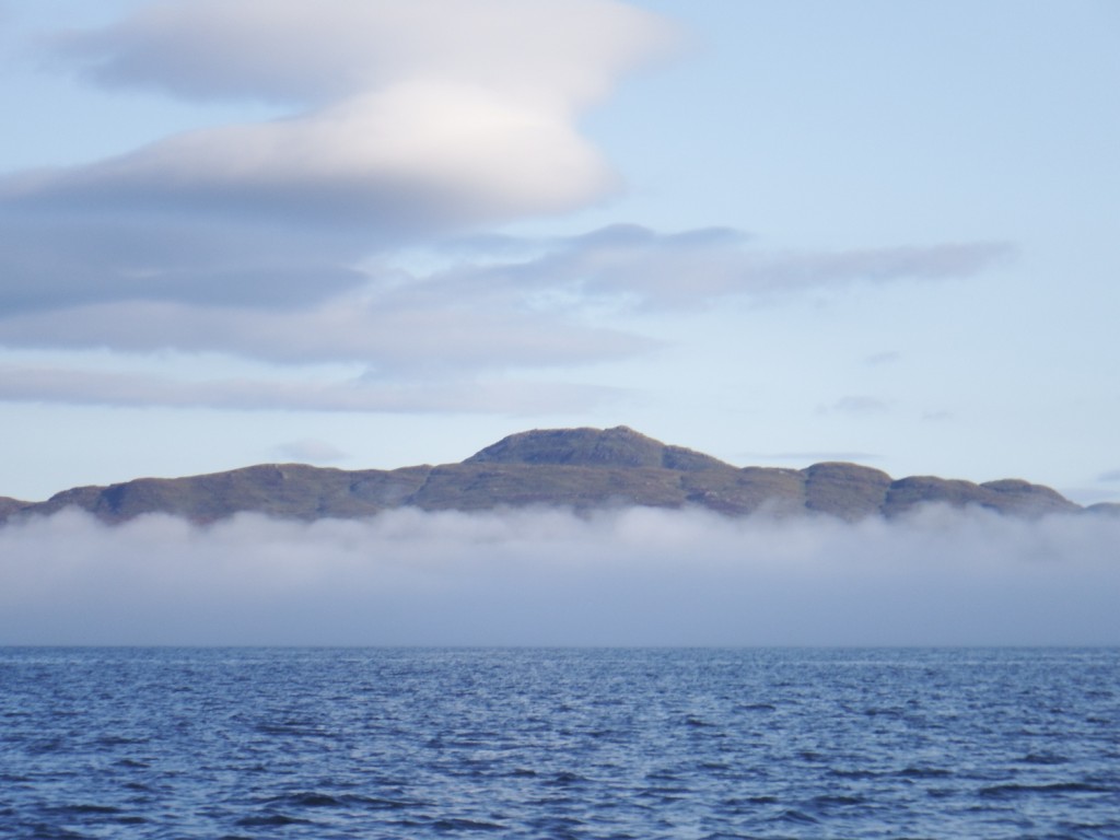 Mist rolling down over the Sound of Mull