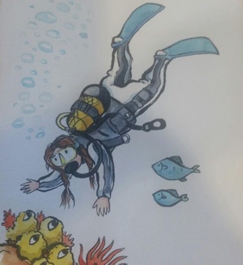 Dive manager Gillian. Artwork by Marysya Rudska